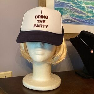 I bring the party Otto Adjustable Black Hat navy blue white in great condition